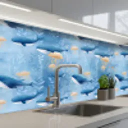 Walvissen - Oceaan - Blauw keuken achterwand 2 middel 871 -3d_schuin