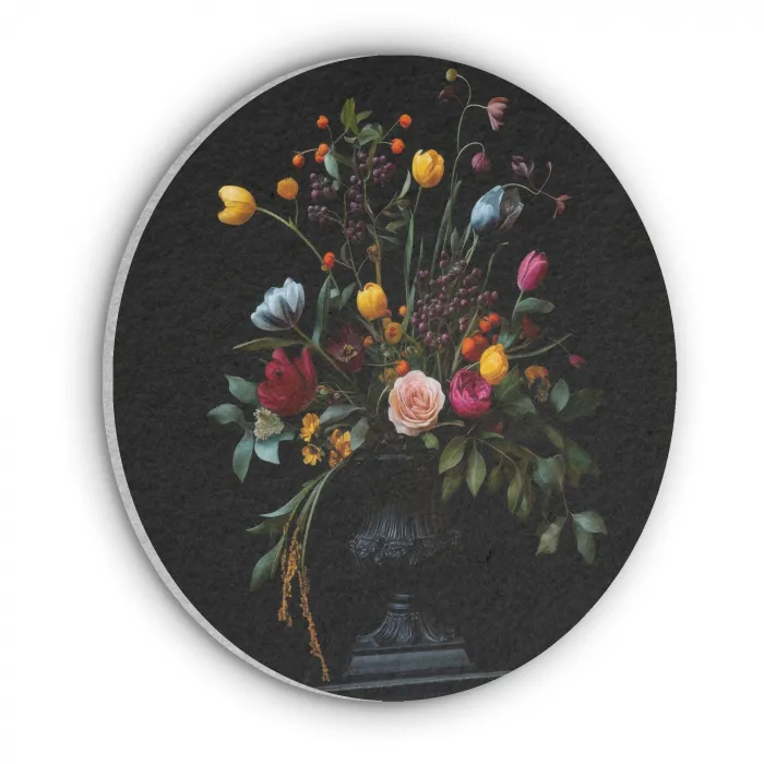 Klassiek - Vaas - Boeket - Bloemen Akoestische PET Vilt - Rond klein -3d