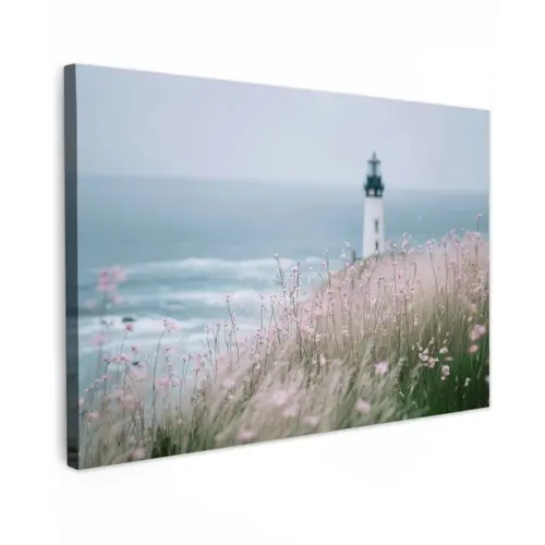 Vuurtoren - Klif - Zee - Bloemen canvas 2cm klein -z3d
