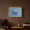 Bloem - Blauw - Bloemblaadjes - Streepjes Light Box met batterij (Wandlamp) middel -sfeer4