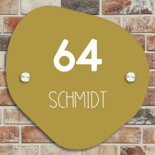 Okergeel - Modern Naambord Organisch middel -sfeer10