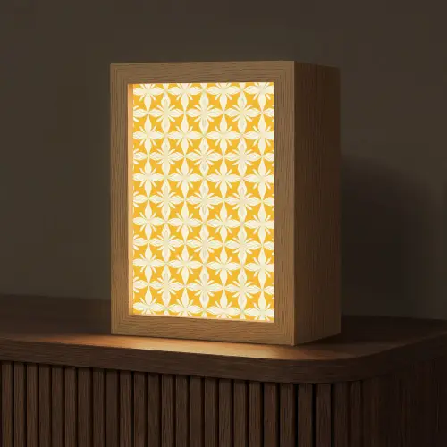 Patroon - Retro - Geel Light Box met kabel (Tafellamp) klein 925 -z3d_website