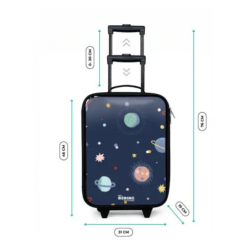 Patroon  van planeten Kinderkoffer - Zwart klein -productfoto_formaten