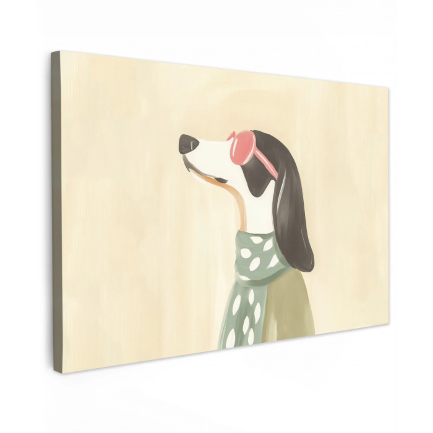 Hond - Zonnebril - Sjaal Tuinposter op houten frame 2 cm dik klein -3d