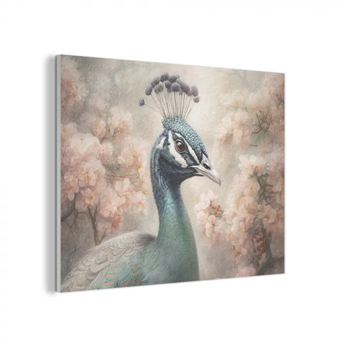 Pauw - Vogels - Bloemen - Boom - Botanisch PET vilt klein -3d