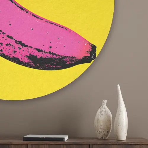 Banaan - Grafisch - Geel Akoestische PET Vilt - Rond klein -sfeer5_closeup