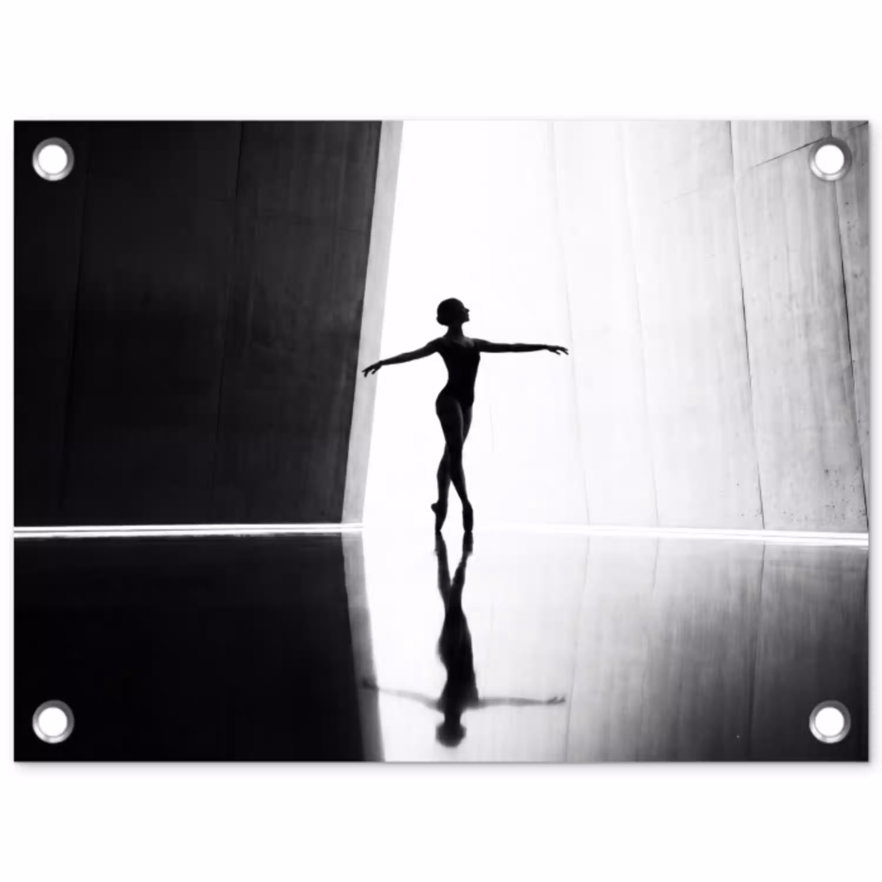 Danser - Silhouette - Kunst - Modern - Zwart-wit tuinposter los doek klein -3d