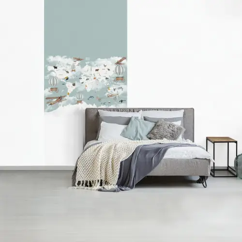 Wereldkaart - Kind - Vliegtuig fotobehang vinyl groot -slaapkamer