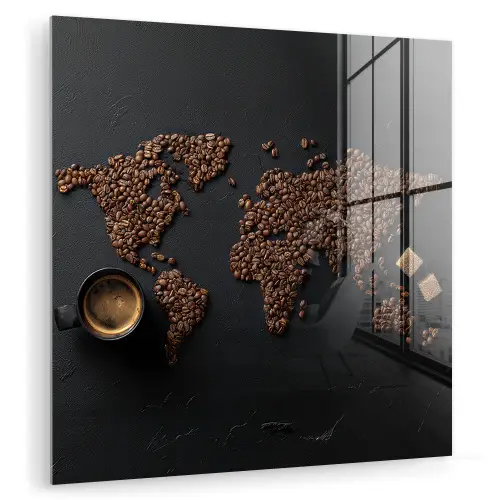 Wereldkaart - Espresso - Zwart plexiglas 5mm klein -zzzproduct_nieuw