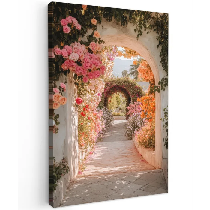 Doorkijk - Boog - Bloemen - Pastel canvas 2cm klein -z3d