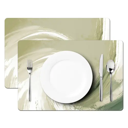Abstract - Penseelstreken - Golven - Groen Placemat vinyl groot -zzsfeer2_Kitchenyeah-website