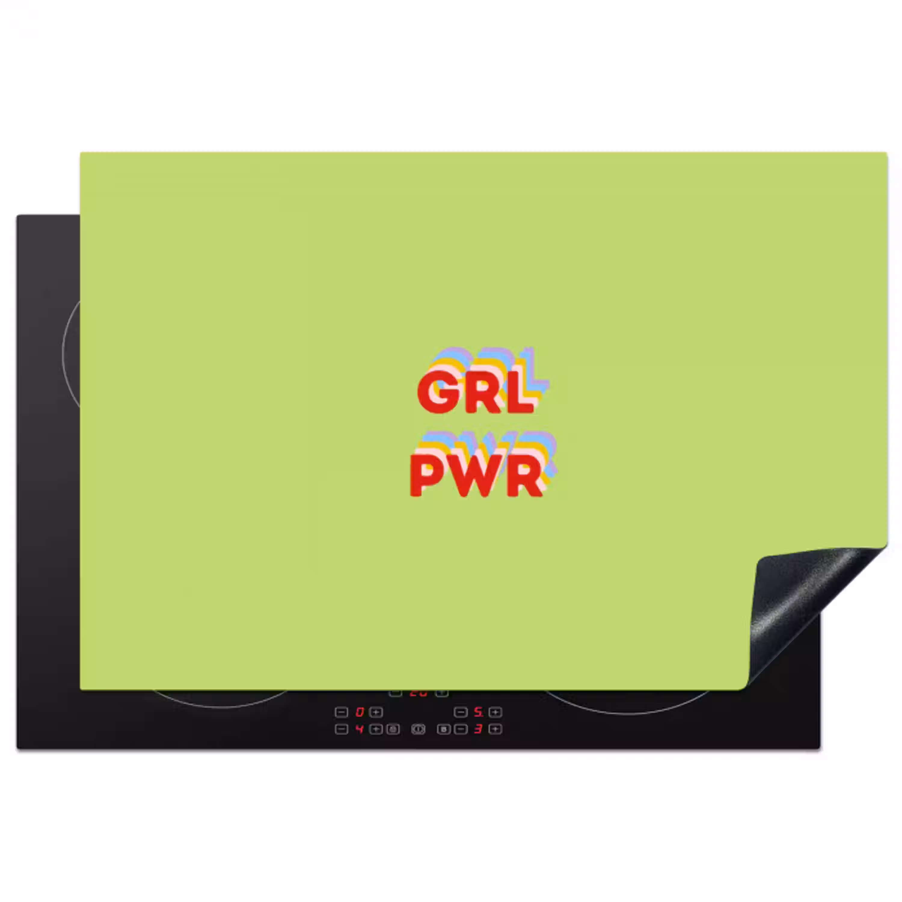 Grl pwr - Groen - Rood - 3D Inductie beschermer vinyl 3mm klein -3d