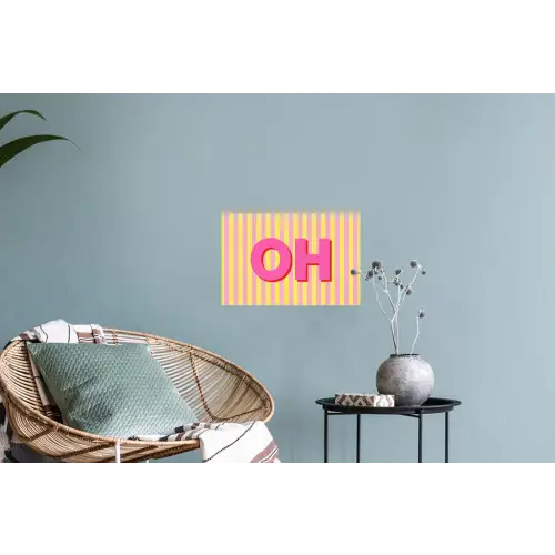 Tekst - Strepen - Roze Muursticker klein -plant