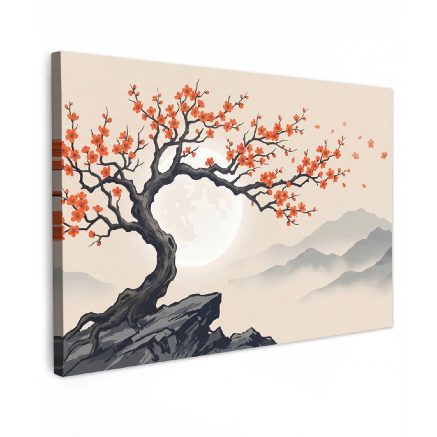 Aziatisch - Bloesem - Rood canvas 2cm klein -z3d