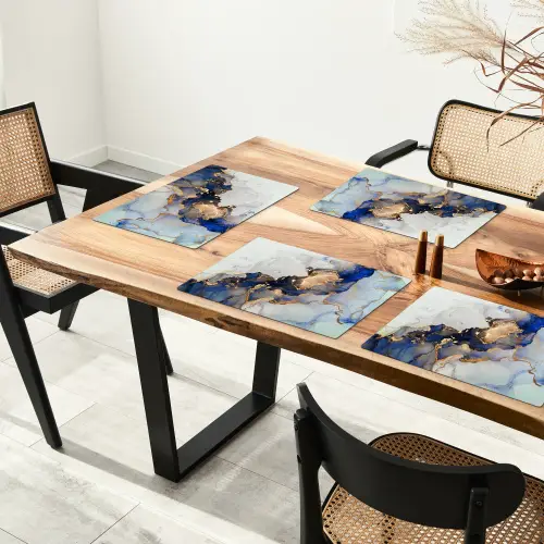Marmer - Blauw - Goud Placemat vinyl groot -zzsfeer4_Kitchenyeah-website