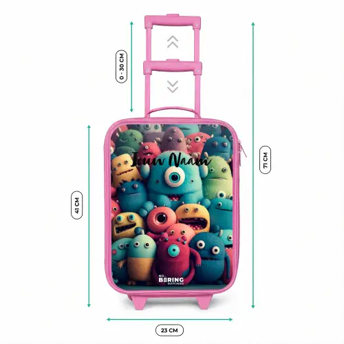 Zachte en bolle monsters Kinderkoffer - Roze klein -productfoto_formaten