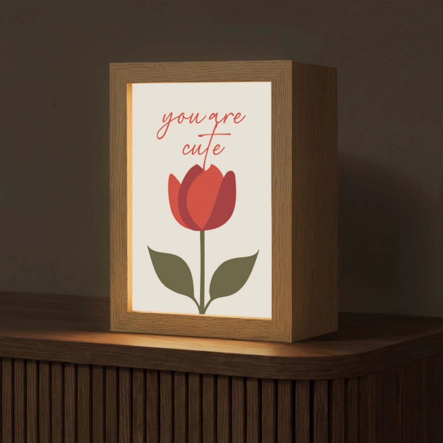 Roos - Rood - Bloem - Valentijn Light Box met kabel (Tafellamp) klein -z3d_website