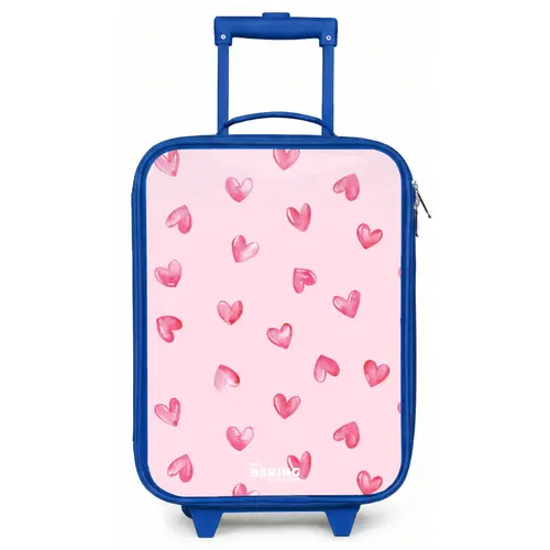Roze hartjes Kinderkoffer - Blauw klein -zz3dotto