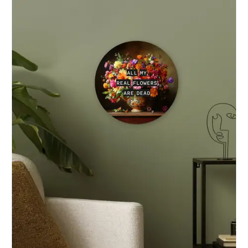 Kleur - Bloemen - Vintage - Bloemenvaas Wandcirkel plexiglas klein -sfeer3