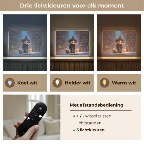 Tovenares - Magie - Toverstaf - Sterren Light Box met batterij (Wandlamp kind) middel -USP_lichtkleurNL