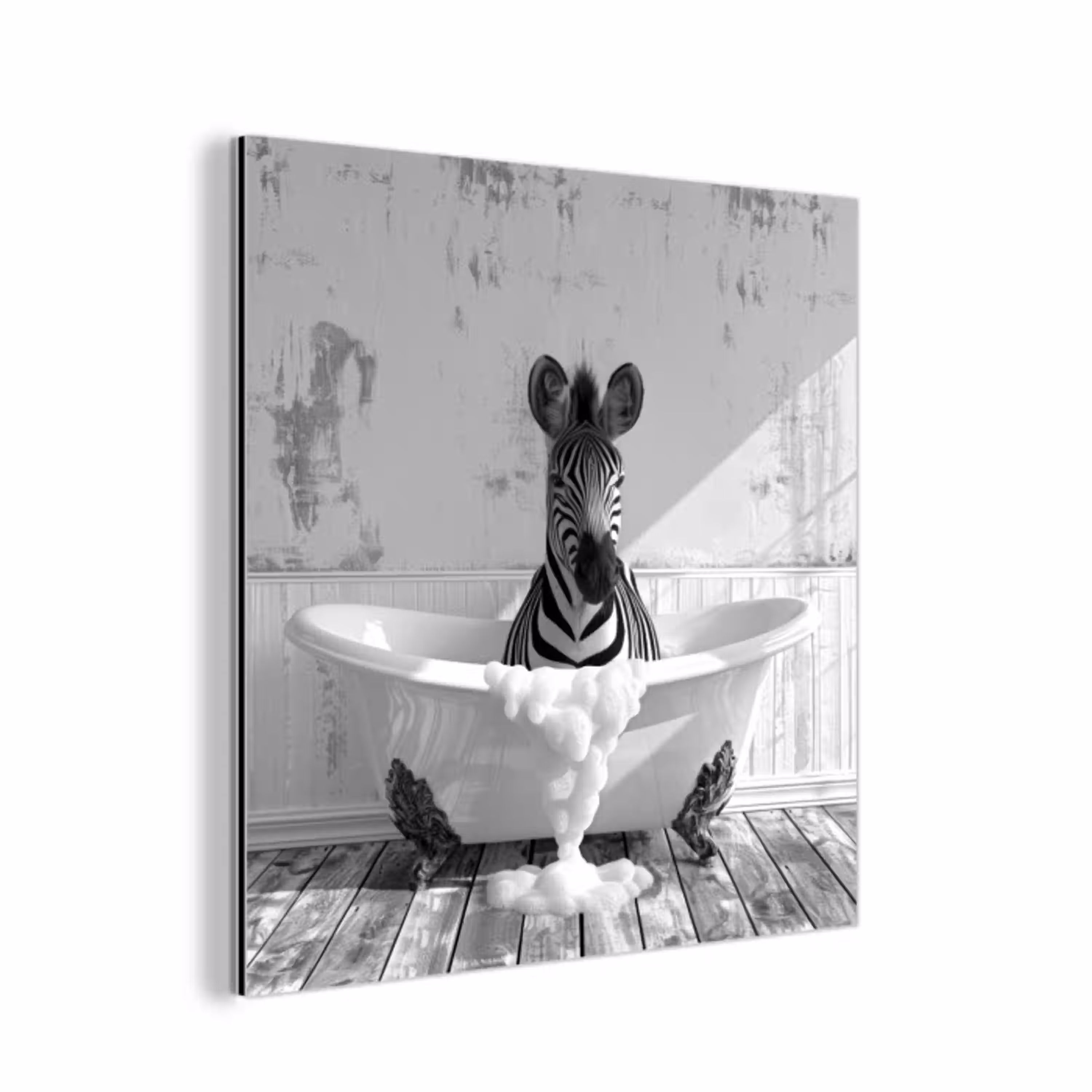 Zebra - Wilde dieren - Vintage - Zwart - Wit aluminium wit klein -3d