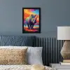 Neushoorn - Zonsondergang - Savanna - Kleurrijk fotolijst zwart zonder passe partout klein -sfeer3