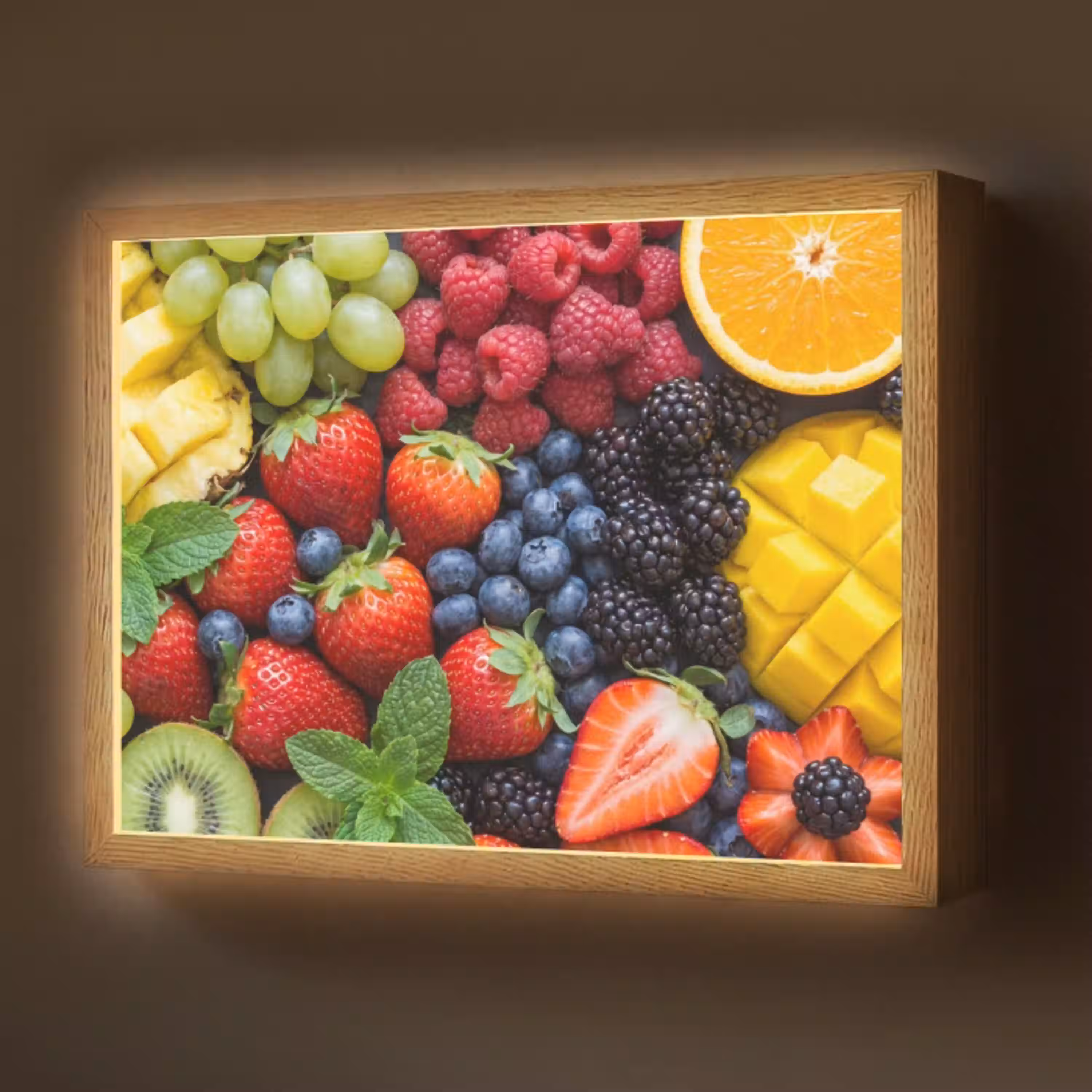 Fruit - Vers - Kleurrijk - Eten Light Box met batterij (Wandlamp) middel -z3d_website
