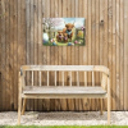Schotsehooglanders - Paaseieren - Lente Tuinposter op houten frame 2 cm dik klein -sfeer4
