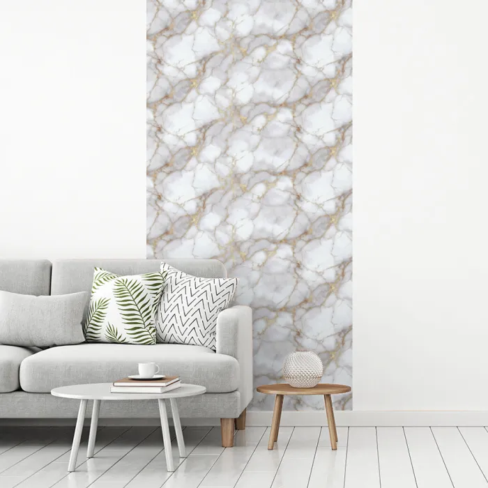 Wit - Goud - Marmer - Grijs fotobehang vinyl groot 64 -woonkamer