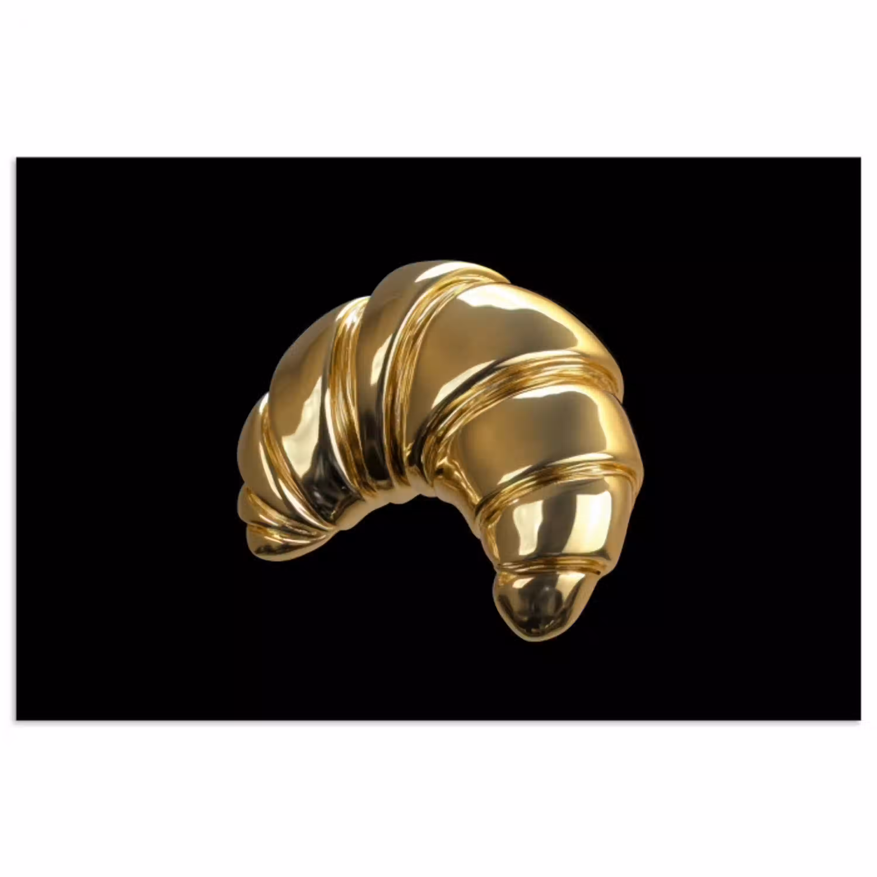 Croissant - Brood - Goud - Zwart poster papier klein -3d