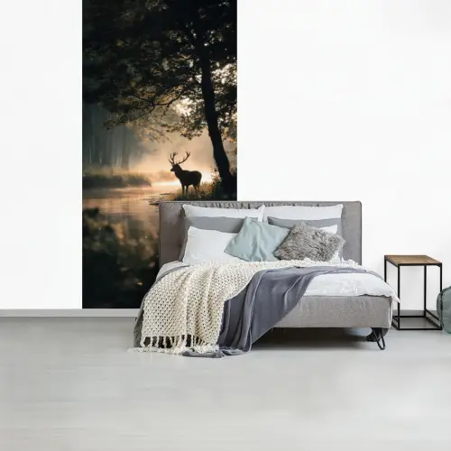 Hert - Bosbeek - Mystiek fotobehang vinyl groot -slaapkamer