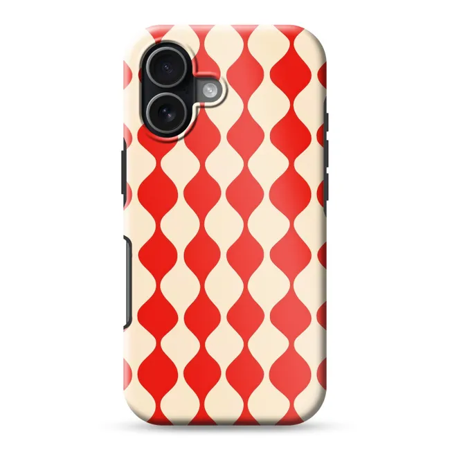 Telefoonhoesje Toughcase - Golvend patroon - Retro - Rood - Beige