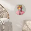 Tijger - Strik - Jasje - Roze Wandcirkel kunststof plaat 5mm dik klein -sfeer5