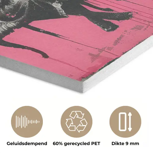Graffiti - Vintage - Zwart - Street art - Roze - Banksy PET vilt klein -closeup_NL