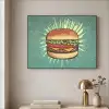 Hamburger - Illustratie - Sla - Kaas Textielframe zwart klein -sfeer2