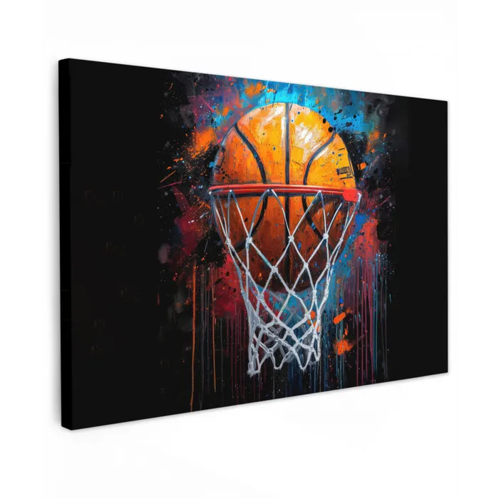 Graffiti - Basketbal - Sport - Zwart - Street art canvas 2cm klein -z3d