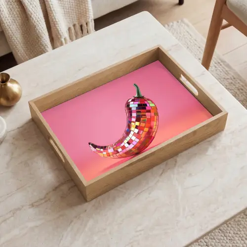Peper - Disco - Rood - Glitter Dienblad Rechthoek middel -sfeer1