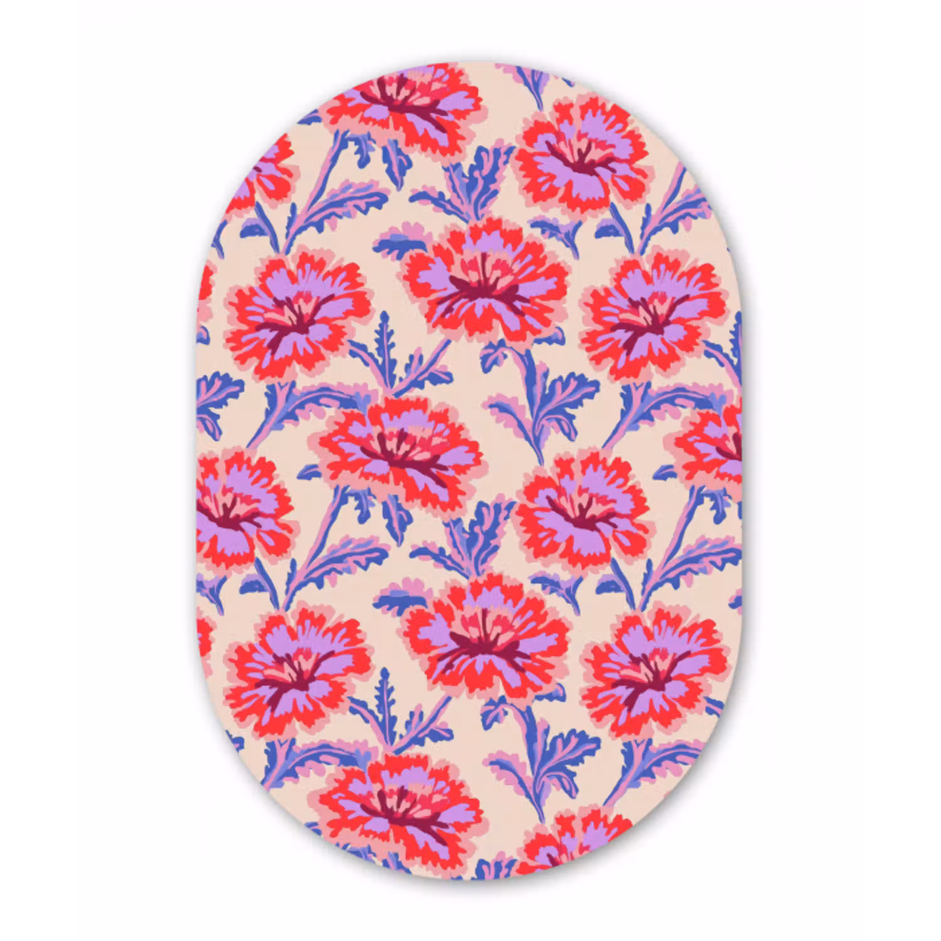 Bloemen - Patroon - Meerkleurig Wandcirkel Ovaal Aluminium middel 839 -3d