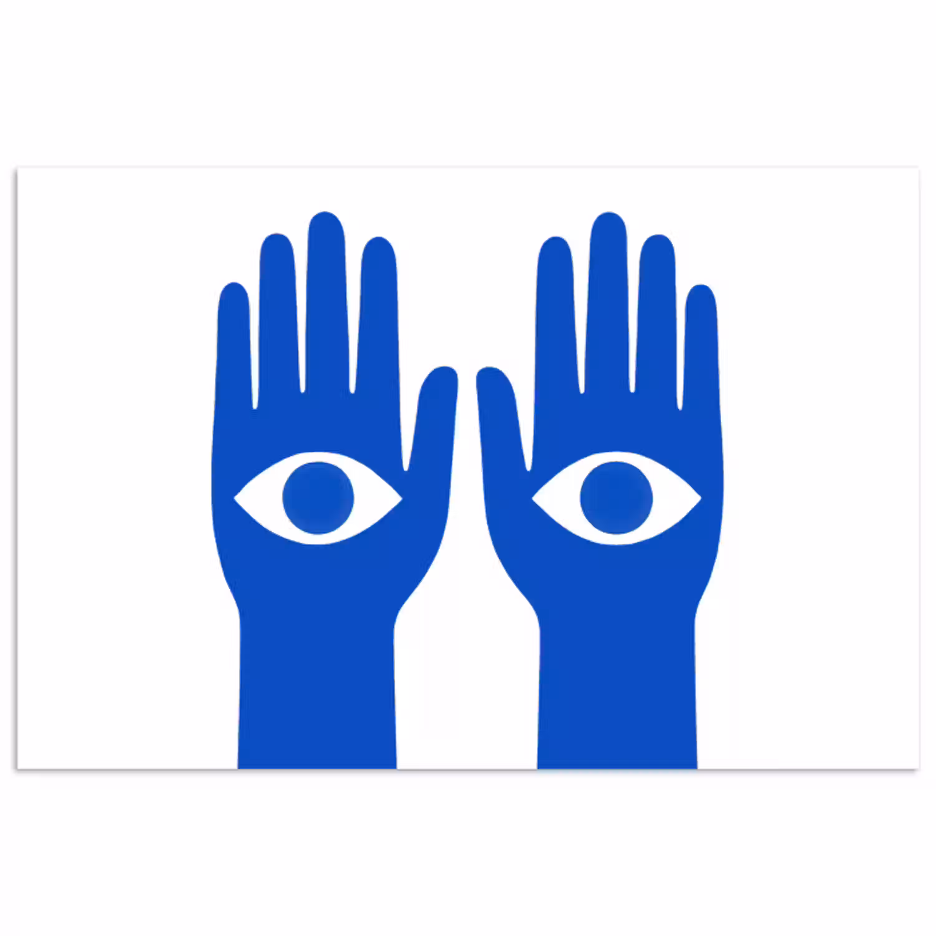 Handen - Twee - Ogen - Blauw poster papier klein -3d