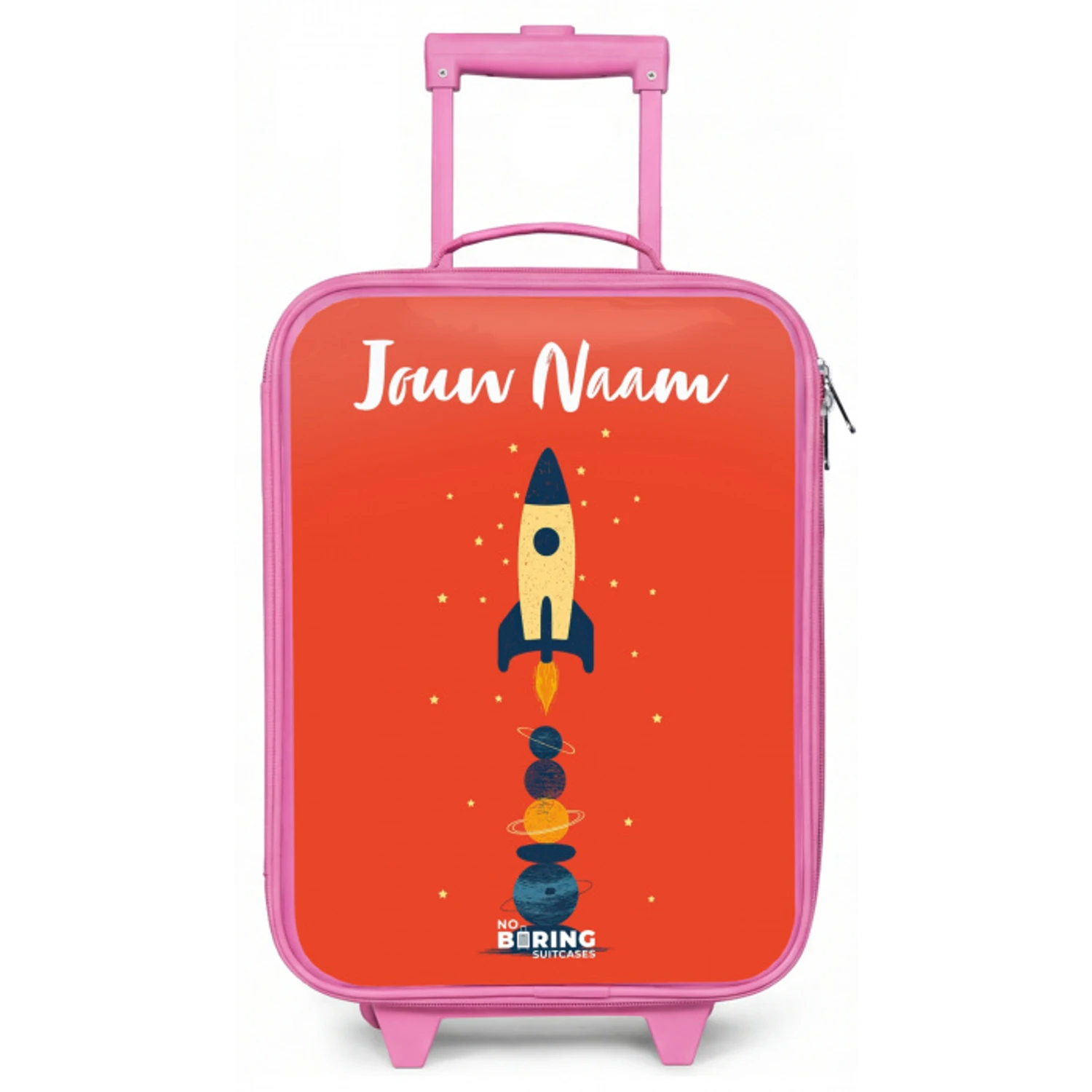 Raket - Sterren - Planeten Kinderkoffer - Roze klein -zz3dotto