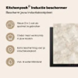 Lichtbeige - Goudbruine Nerven - Marmer Inductie beschermer vinyl 3mm middel 274 -zzzzzzusp-haakje_NL