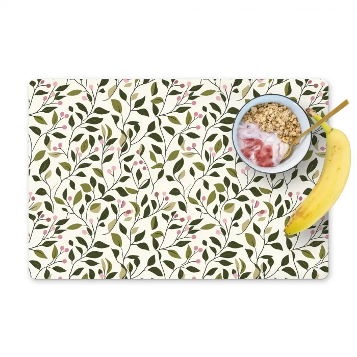 Bladeren - Bessen - Roze Placemat vinyl groot 368 -zzzproduct_Kitchenyeah-website