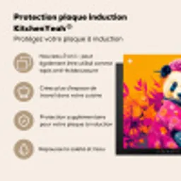 Kimono - Roze - Panda - Bloemenkroon Inductie beschermer vinyl 3mm middel -zzzzzzusp-haakje_FR