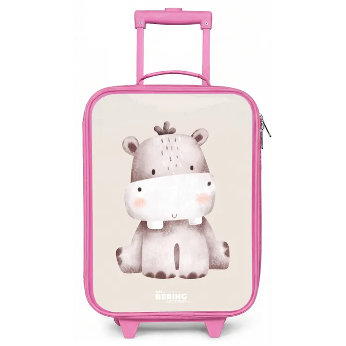 Nijlpaard op beige achtergrond illustratie Kinderkoffer - Roze klein -zz3dotto