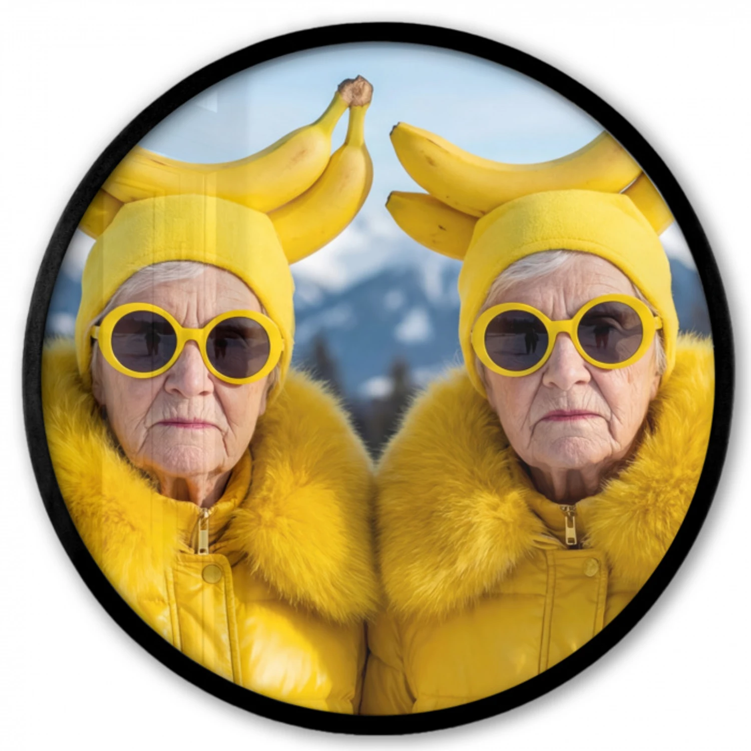 Vrouwen - Bananen - Geel Fotolijst rond zonder passe partout klein -3d