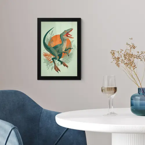 Dino - Bladeren - Grafisch - Groen fotolijst zwart zonder passe partout klein -sfeer4