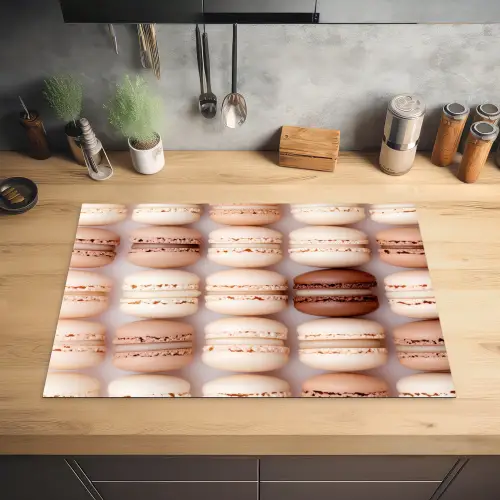 Macarons - Beige - Bruin Inductie beschermer vinyl 3mm klein -sfeer5