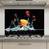 Water - Fruit - Sinaasappel - Aardbei - Kers - Zwart keuken achterwand spatscherm klein -3d_website