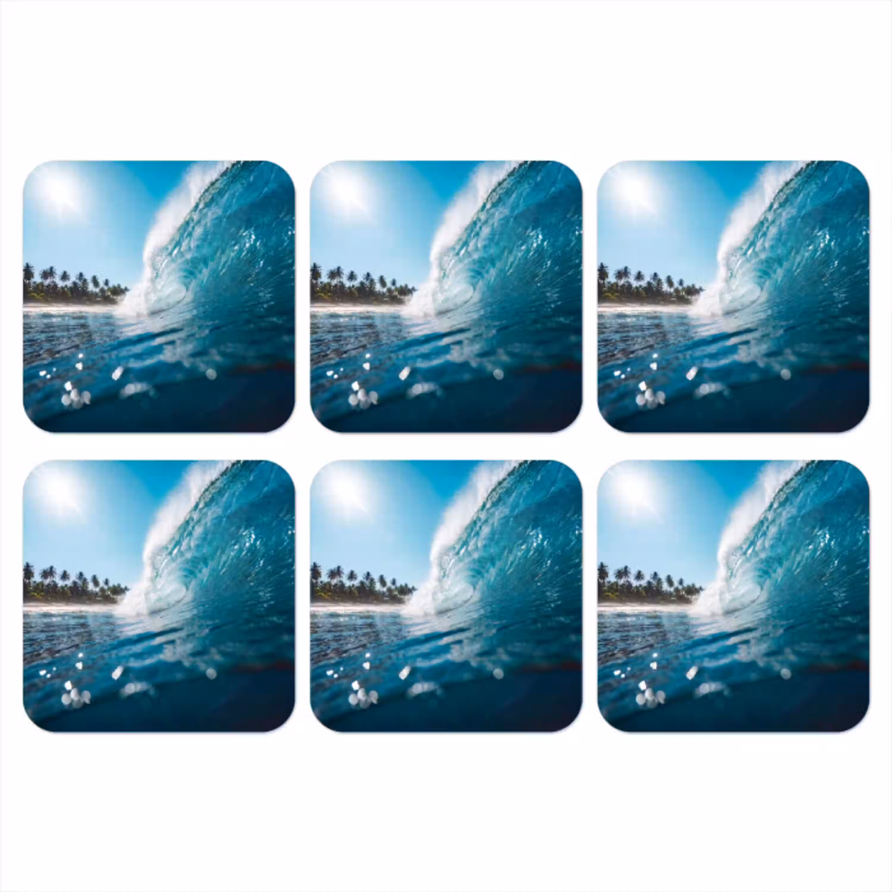 Oceaan - Golf - Strand - Natuur - Blauw onderzetter kurk middel -3d