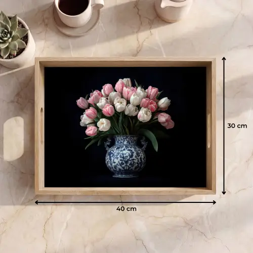 Bloemen - Roze - Tulpen - Vaas Dienblad Rechthoek middel -USP_Formaat